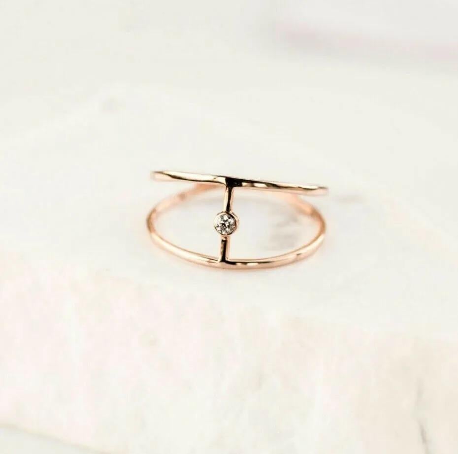 14k Solid Gold Diamond Split Shank Wire Ring Stacking Dainty Minimalist Ring
Light weight can be worn everyday

Additional information:
Condition: New with tags: A brand-new, unused, and unworn item (including handmade items) in the original