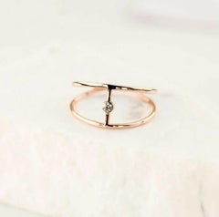 14k Massivgold Diamant-Ring Minimalistischer Ring mit geteiltem Schaftdraht Dainty