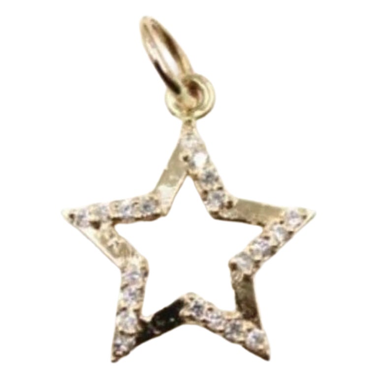 14K Solid Gold Diamond Star Pendant Dainty Star Necklace Christmas Gift For Her.