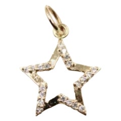 Collar de oro macizo de 14 quilates con estrella de diamantes Dainty Star Necklace Christmas Gift For Her.