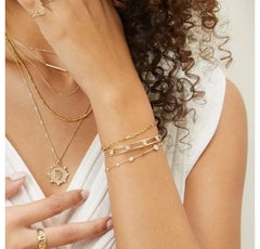 14K Solid Gold Diamond Strand Bracelet