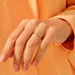 14K Solid Gold Diamond Studded Hexagon Shape Ring Band For Women Birthday Gift.