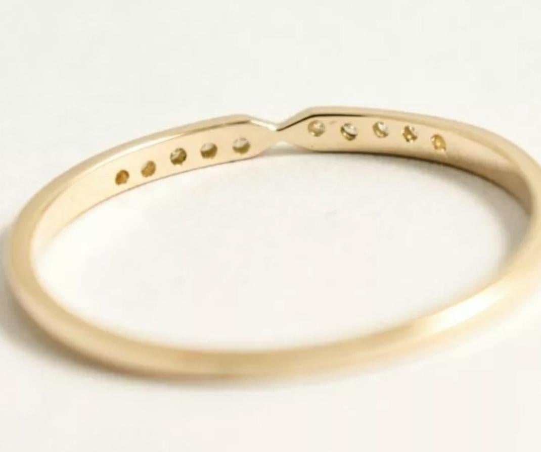 Round Cut 14k Solid Gold Diamond Studded Valentines Ring Minimalist Infinity Love Ring For Sale