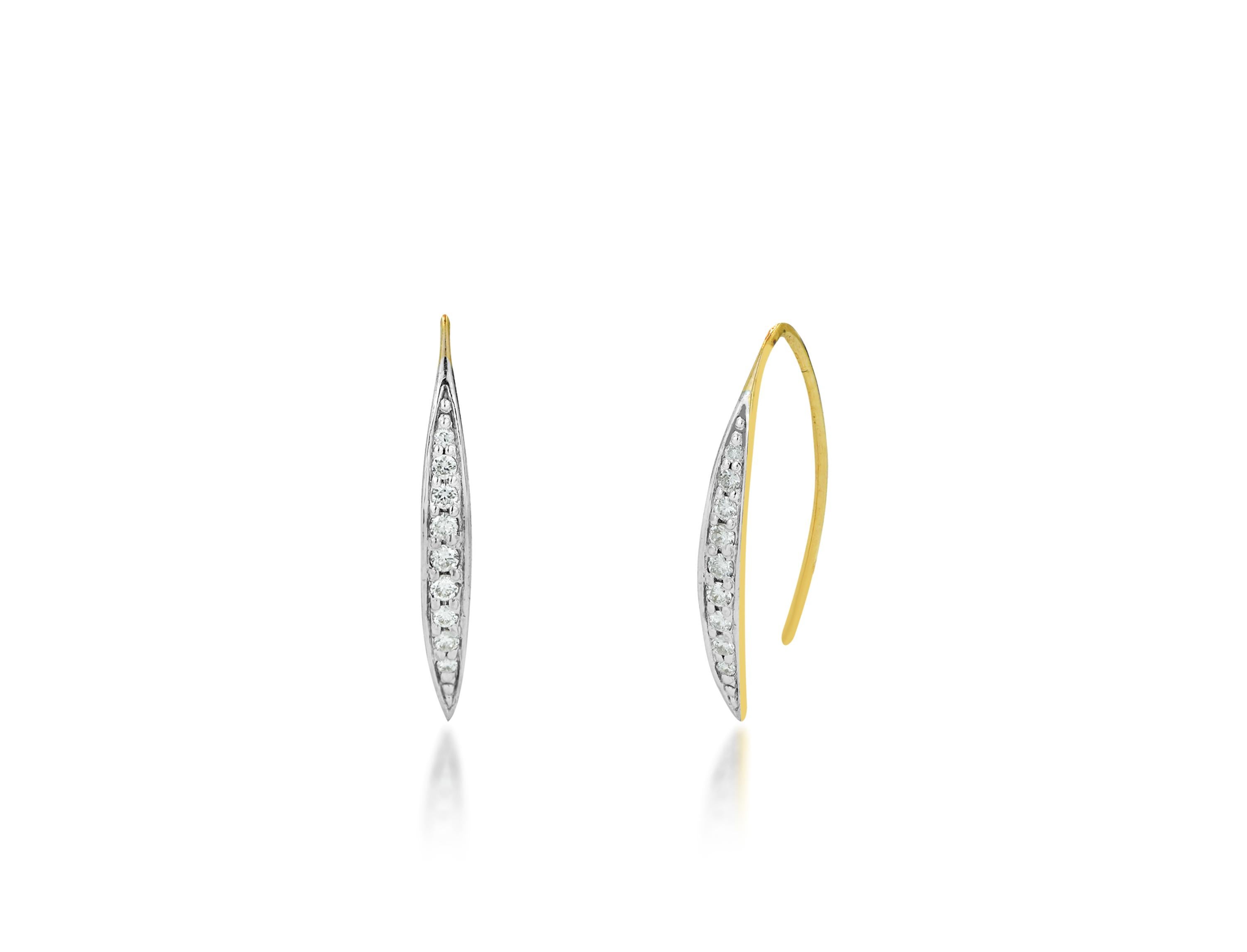 Diamond U Threader Earrings are made of 14k solid gold featuring shiny brilliant round cut natural diamonds.
Available in three colors of gold: White Gold / Rose Gold / Yellow Gold.

Lightweight and gorgeous natural genuine round cut diamond. Each