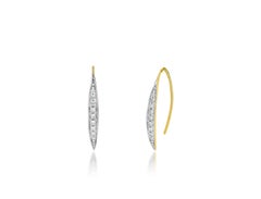 14k Solid Gold Diamond U Threader Earrings Diamond Wire Hoop Earrings