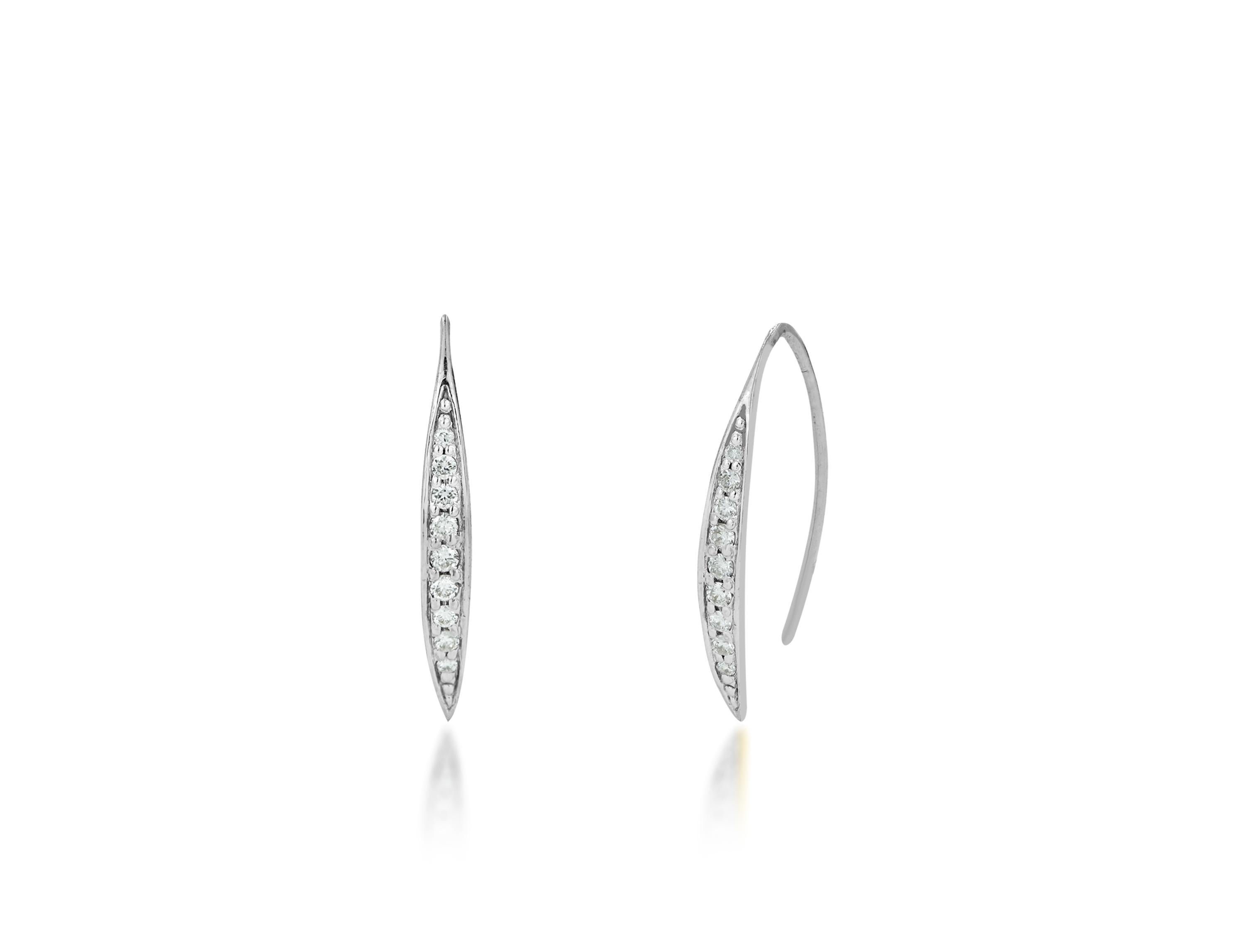 14k Massivgold Diamant-Ohrringe U Threader mit Diamant-Draht-Ohrringen (Moderne) im Angebot