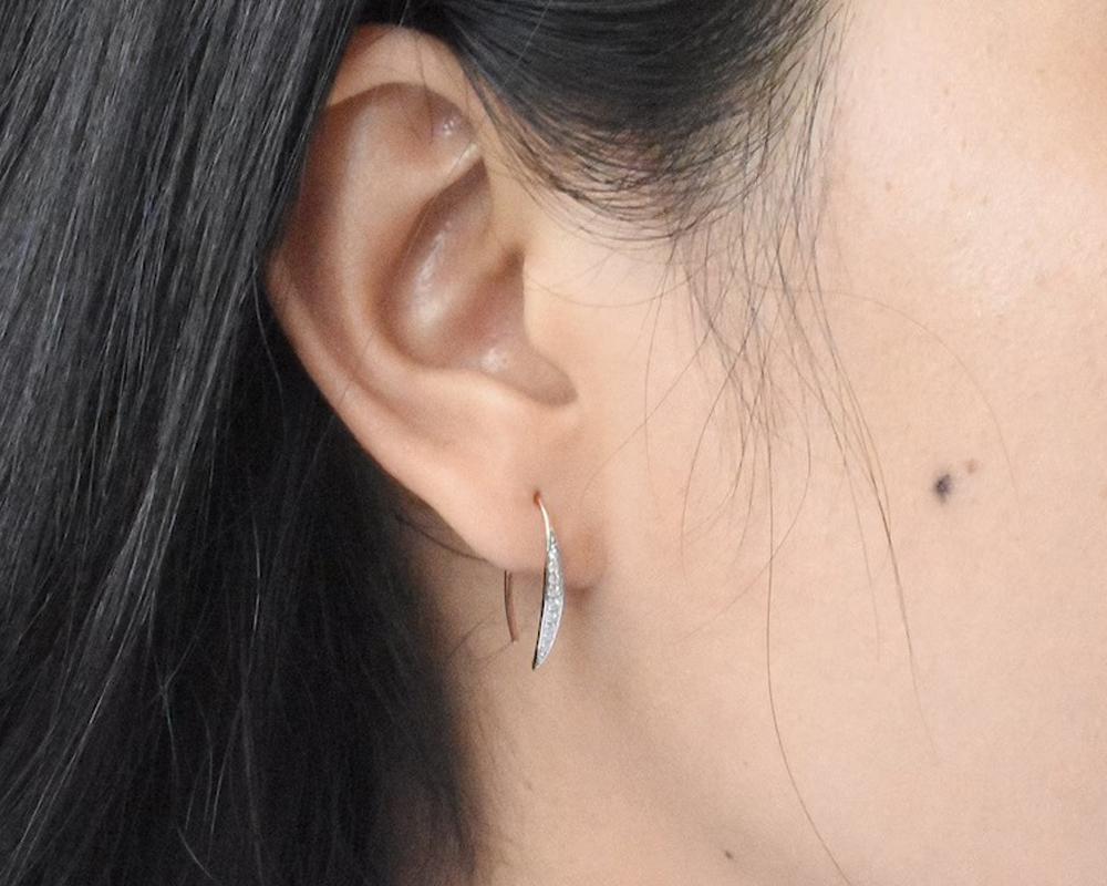 14k Massivgold Diamant-Ohrringe U Threader mit Diamant-Draht-Ohrringen für Damen oder Herren im Angebot