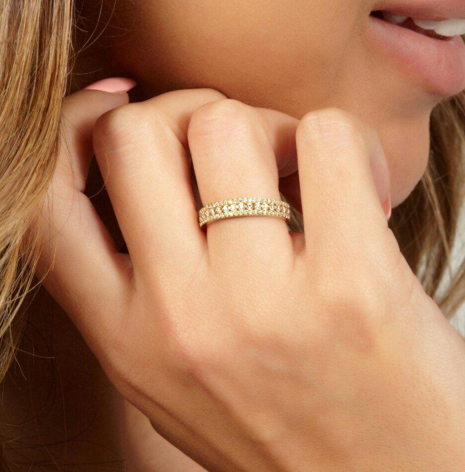 Anneau de mariage en or massif 14K avec diamant Anneau d'anniversaire pour femmes anneau de diamant en vente 7