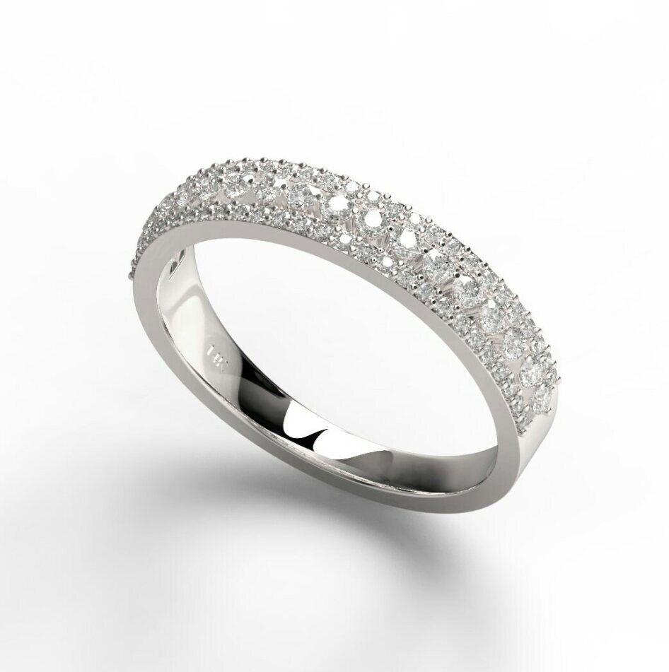 Anneau de mariage en or massif 14K avec diamant Anneau d'anniversaire pour femmes anneau de diamant en vente 1