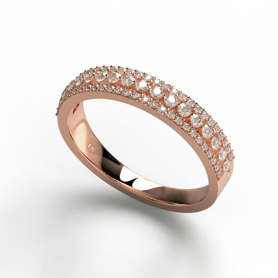Anneau de mariage en or massif 14K avec diamant Anneau d'anniversaire pour femmes anneau de diamant en vente 2