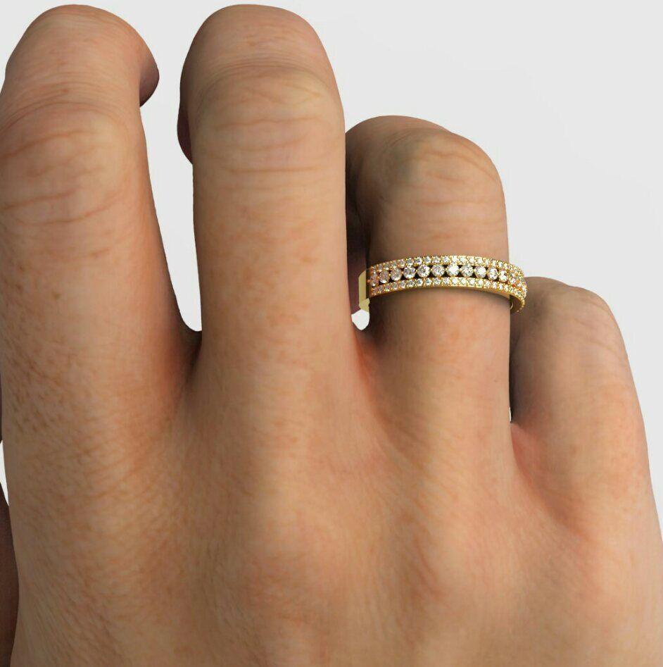Anneau de mariage en or massif 14K avec diamant Anneau d'anniversaire pour femmes anneau de diamant en vente 3