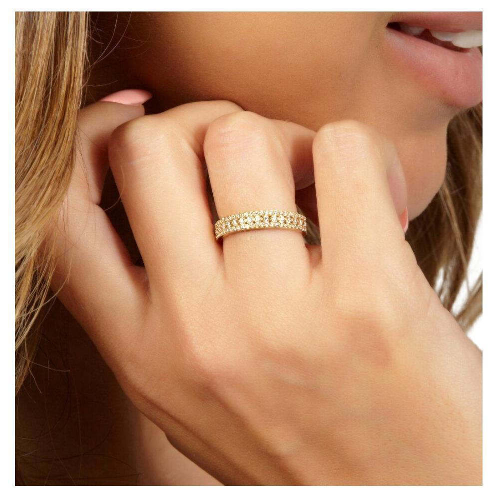 Anneau de mariage en or massif 14K avec diamant Anneau d'anniversaire pour femmes anneau de diamant