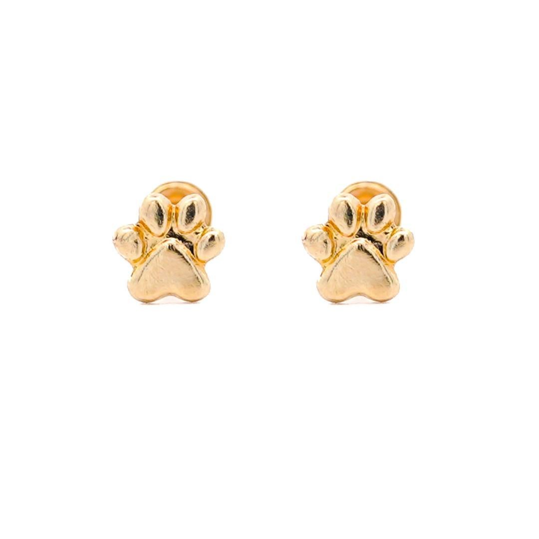 14K Solid Gold Dog Paw Stud Earrings On Screw Back For Sale 5