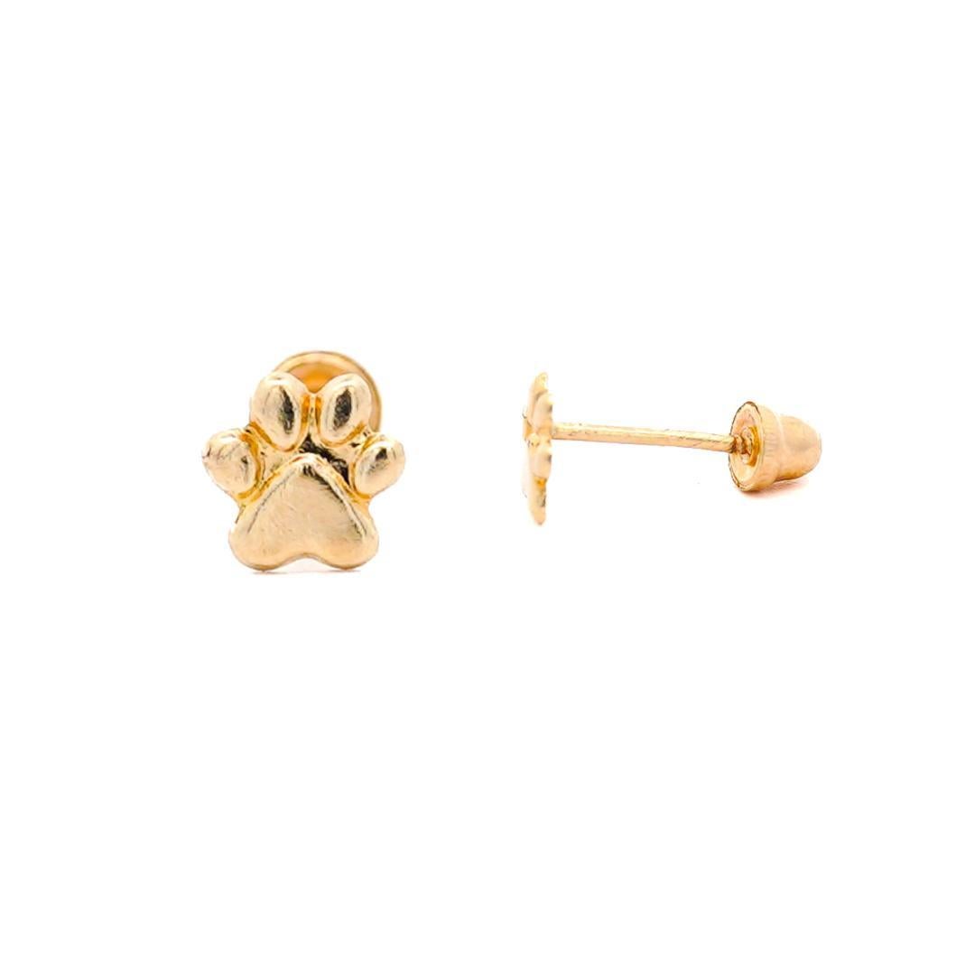 14K Solid Gold Dog Paw Stud Earrings On Screw Back For Sale 2