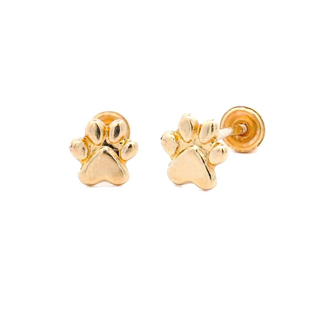 14K Solid Gold Dog Paw Stud Earrings On Screw Back For Sale 4