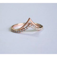 14k Solid Gold Double Chevron Wedding Ring Stackable