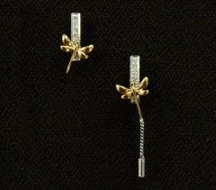 14k Solid Gold Dragonfly Earring Insect Jewelry Studs