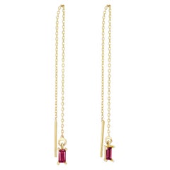 14k Solid Gold Drop Earrings with rubies. 