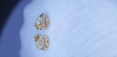 14K Solid Gold Drop Shape Diamond Earring.