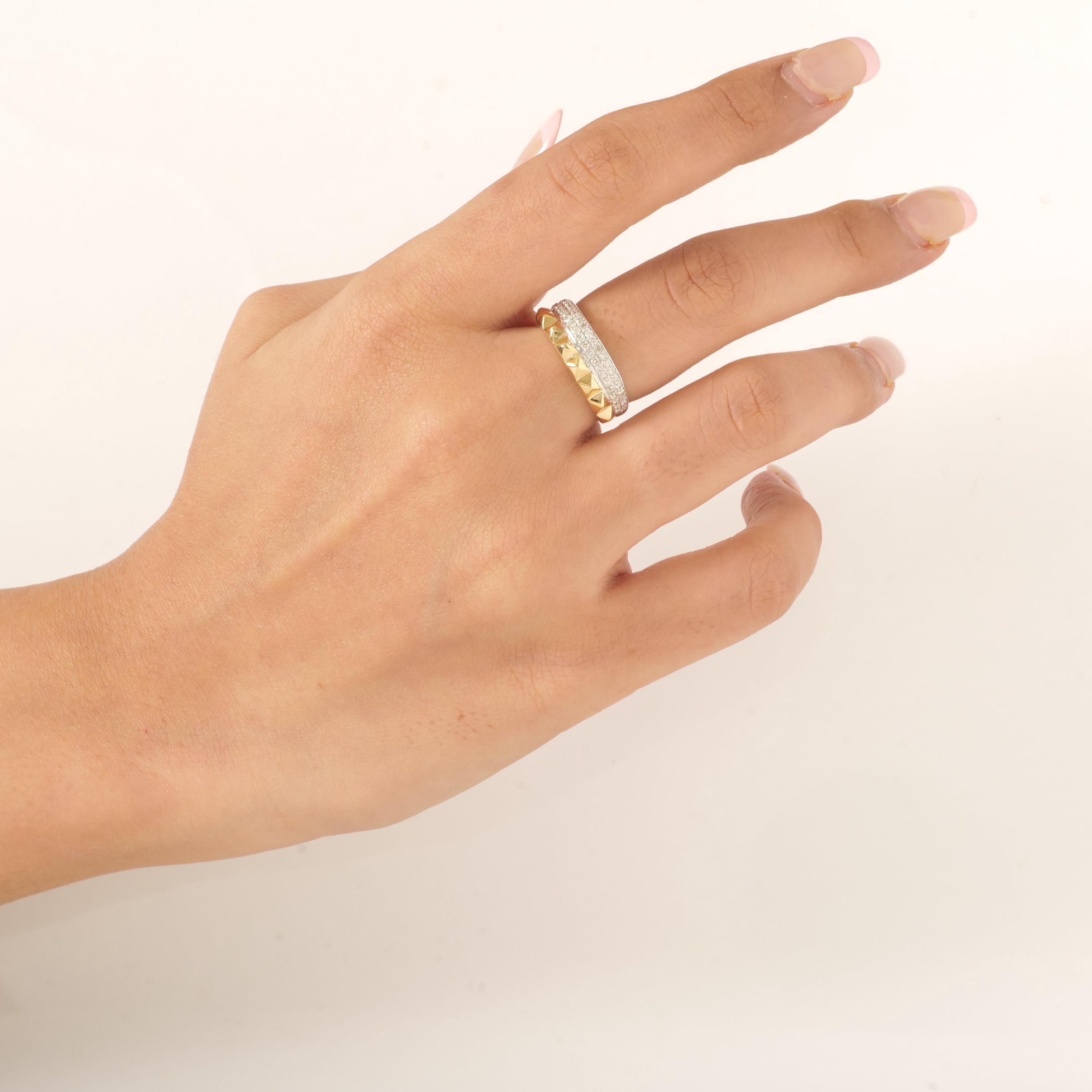 14k Solid Gold Dual Toned Eternity Ring mit natürlichen Diamanten (zertifiziert) (Art déco) im Angebot