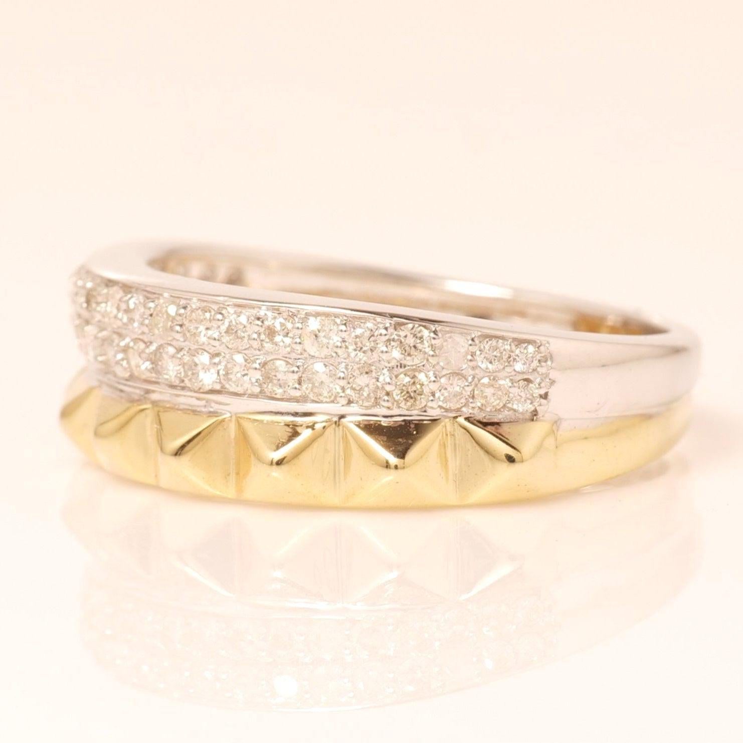 14k Solid Gold Dual Toned Eternity Ring mit natürlichen Diamanten (zertifiziert) Damen im Angebot