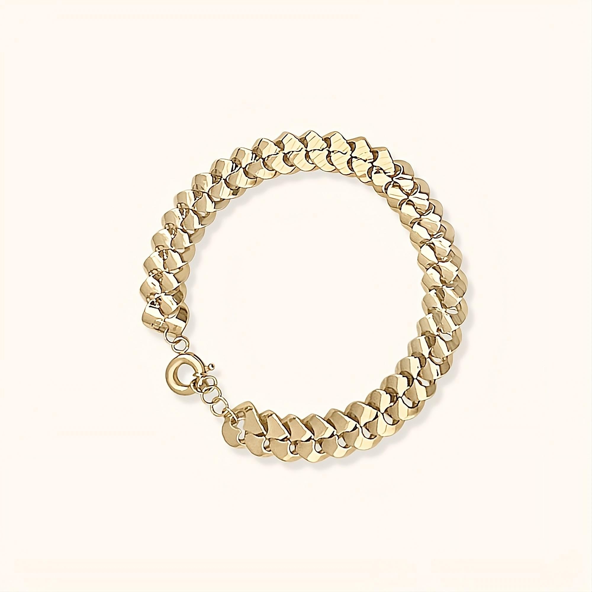 Contemporain Bracelet à maillons cubains Dualis en or massif 14K - Design double face réversible en vente