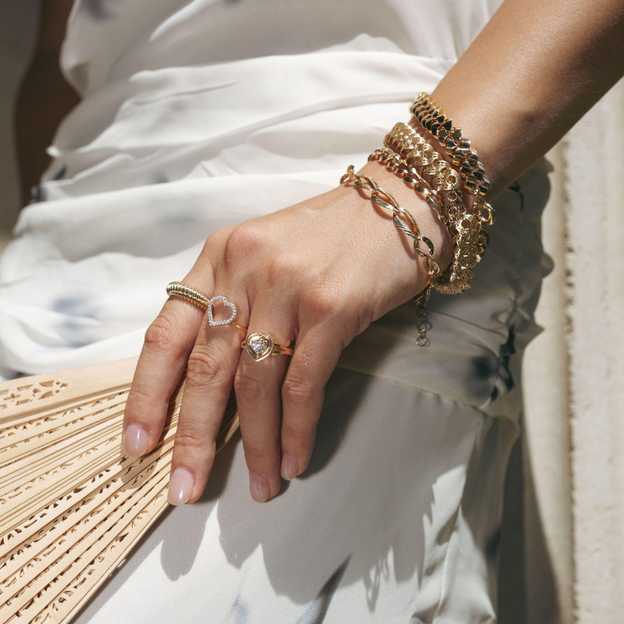 Bracelet à maillons cubains Dualis en or massif 14K - Design double face réversible en vente 3