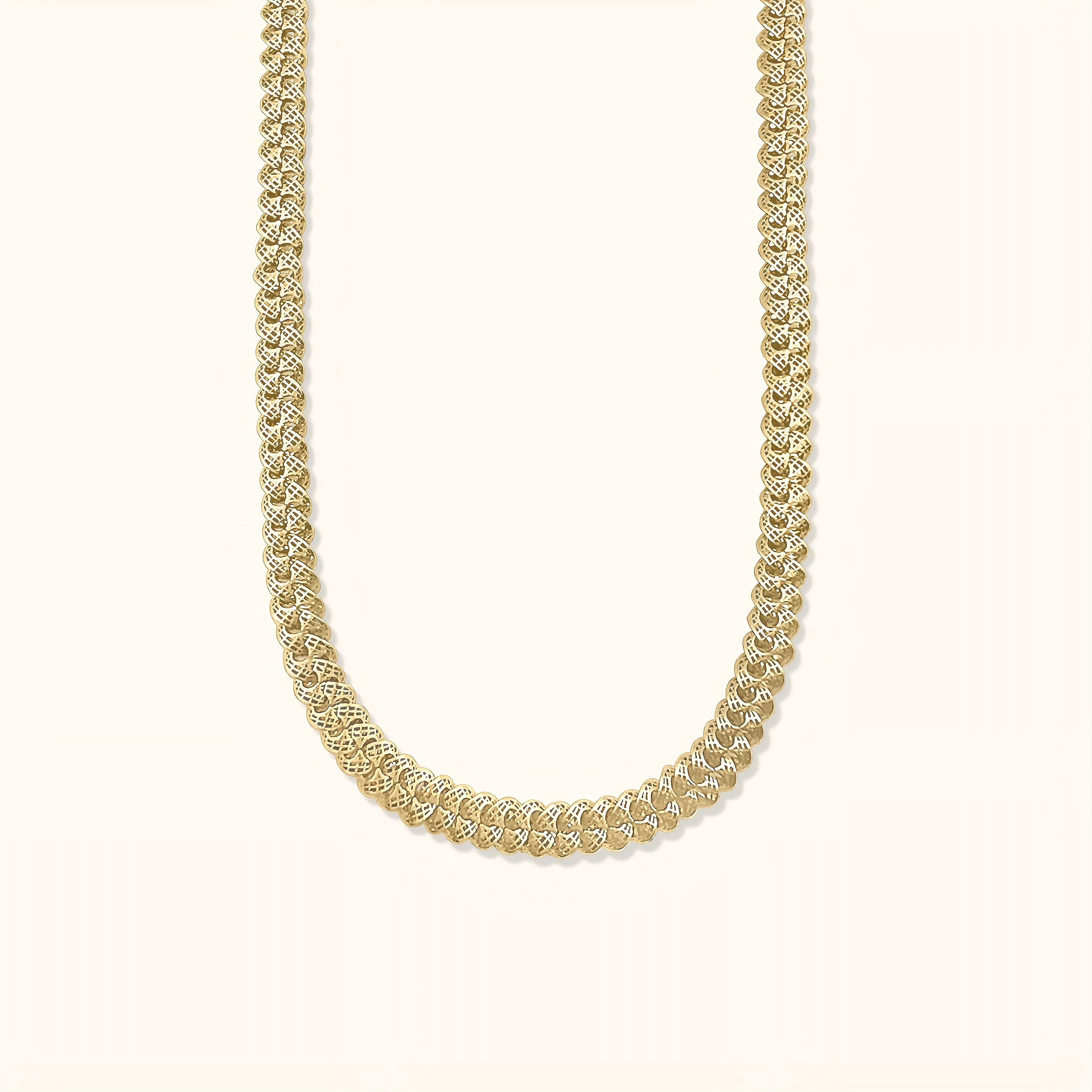 Collana a catena Dualis Cuban Link in oro massiccio 14K - Design reversibile su due lati In condizioni Nuovo in vendita a Patchogue, NY