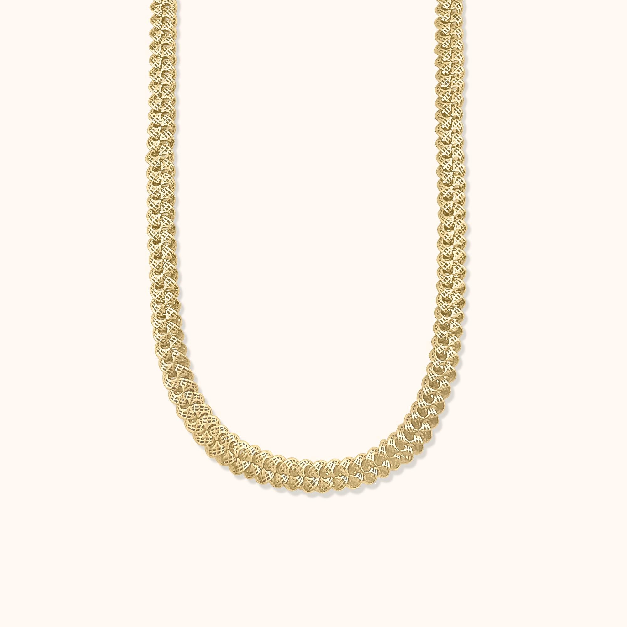 14K Solid Gold Dualis Cuban Link Kette Halskette - Reversible Double-Sided Design (Zeitgenössisch) im Angebot