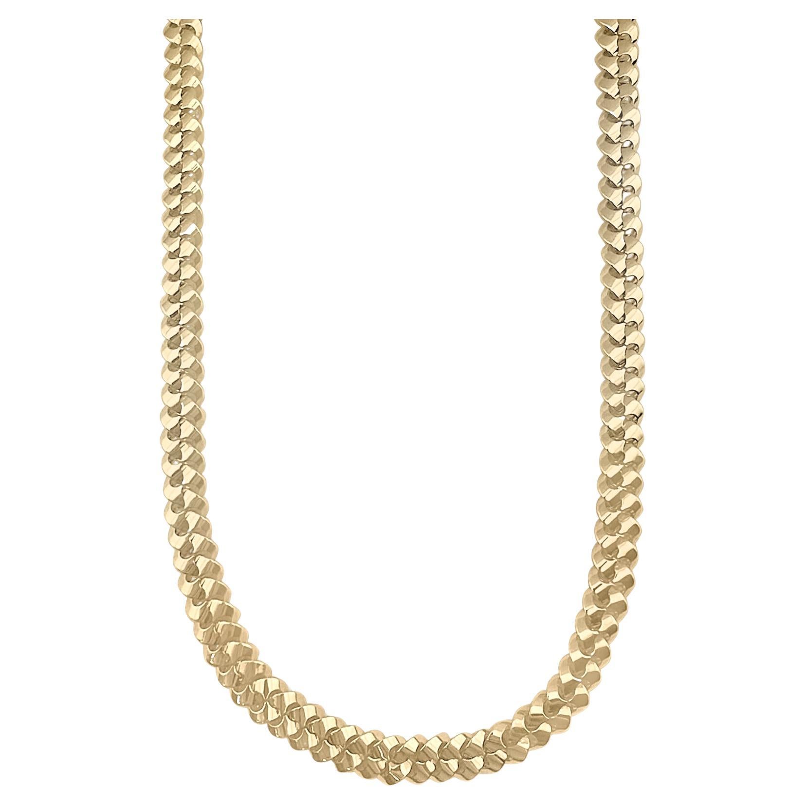 14K Solid Gold Dualis Cuban Link Kette Halskette - Reversible Double-Sided Design im Angebot