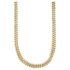 14K Solid Gold Dualis Cuban Link Kette Halskette - Reversible Double-Sided Design