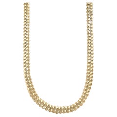 14K Solid Gold Dualis Cuban Link Kette Halskette - Reversible Double-Sided Design