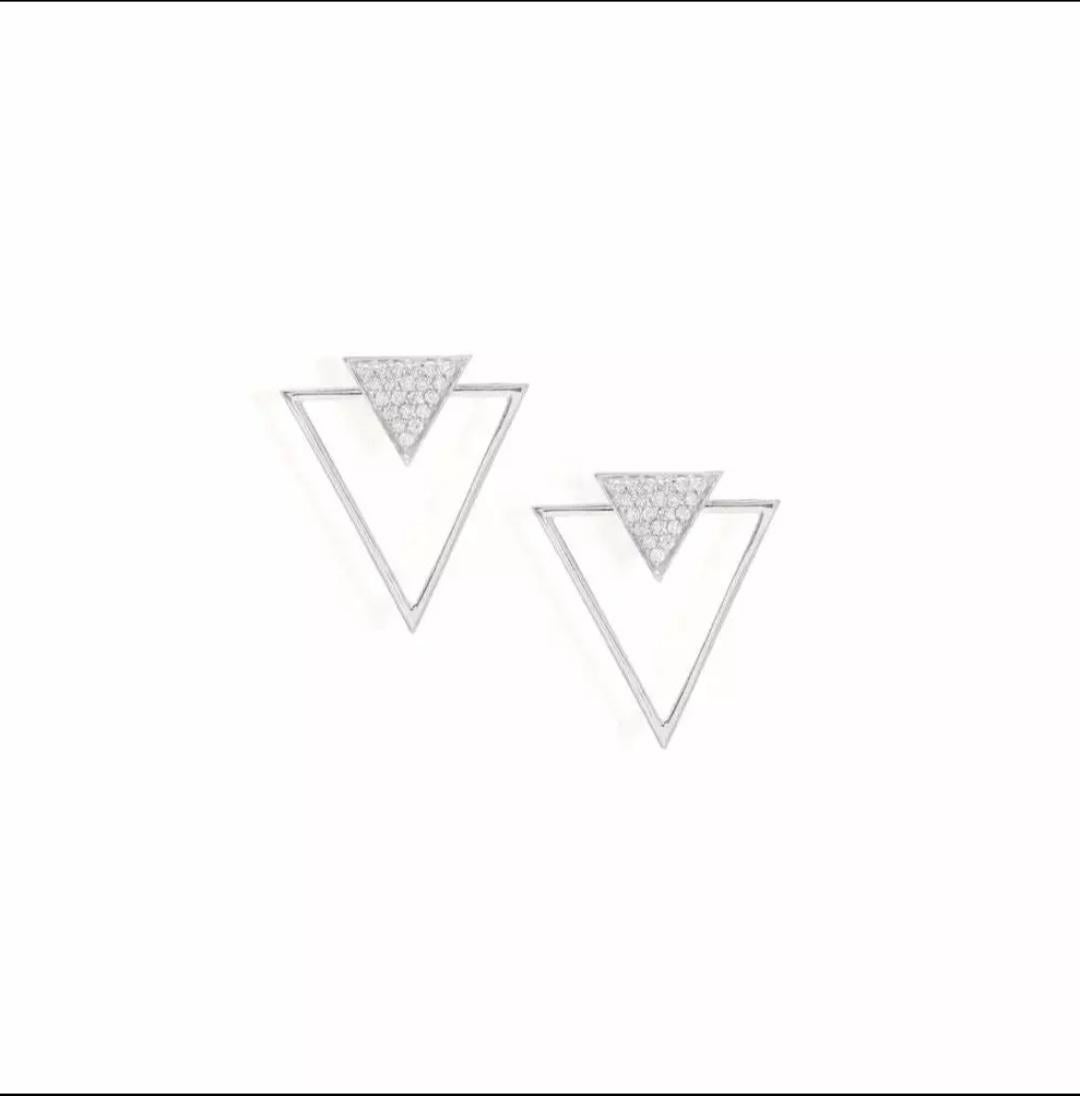 Boucles d'oreilles en or massif 14K Elegant ear jacket Triangle Shape Studs en vente 4