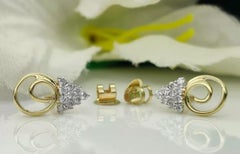 14k Solid Gold Earring Gold Diamond Stud Earring Dainty Diamond