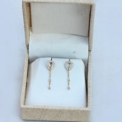 14k Solid Gold Earring Natural Pave Diamond Pear Shaped Dangling Earring For Her