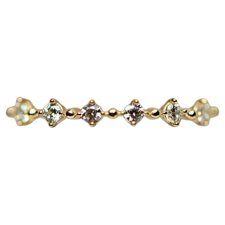 14k Oro Macizo Elegante Apilamiento Banda Delgada Delicado Anillo Diamante Mujeres Anillo Banda en venta