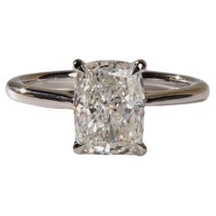 14k Solid gold  Elongated Cushion Cut Moissanite 2 ct Engagement Ring .