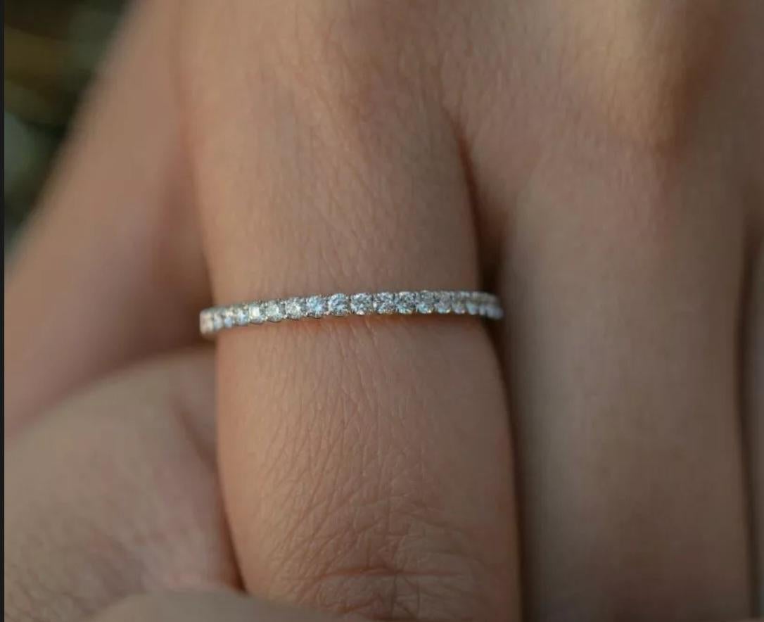 14k Solid Gold Eternity Band Natural Diamond Ring Wedding Proposal For Sale 6