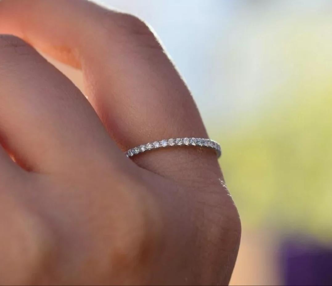 14k Solid Gold Eternity Band Natural Diamond Ring Wedding Proposal For Sale 8
