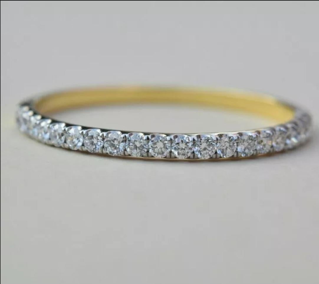 14k Solid Gold Eternity Band Natural Diamond Ring Wedding Proposal For Sale 9