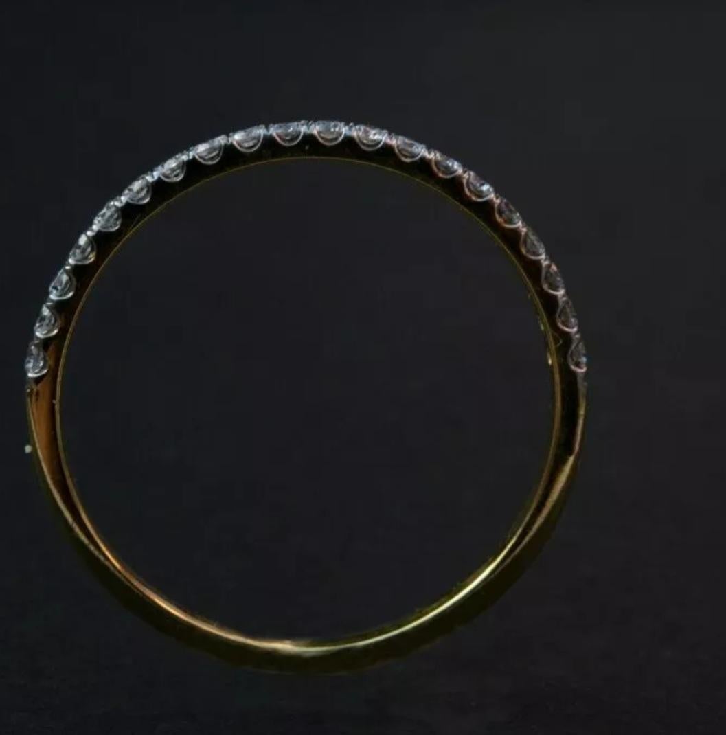 Art Deco 14k Solid Gold Eternity Band Natural Diamond Ring Wedding Proposal For Sale