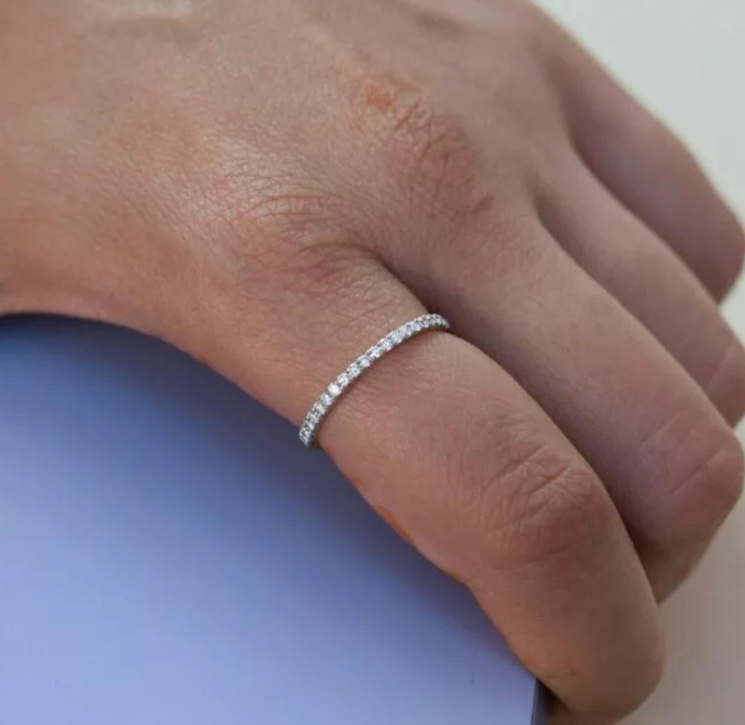 Women's or Men's 14k Solid Gold Eternity Band Natural Diamond Ring Wedding Proposal For Sale