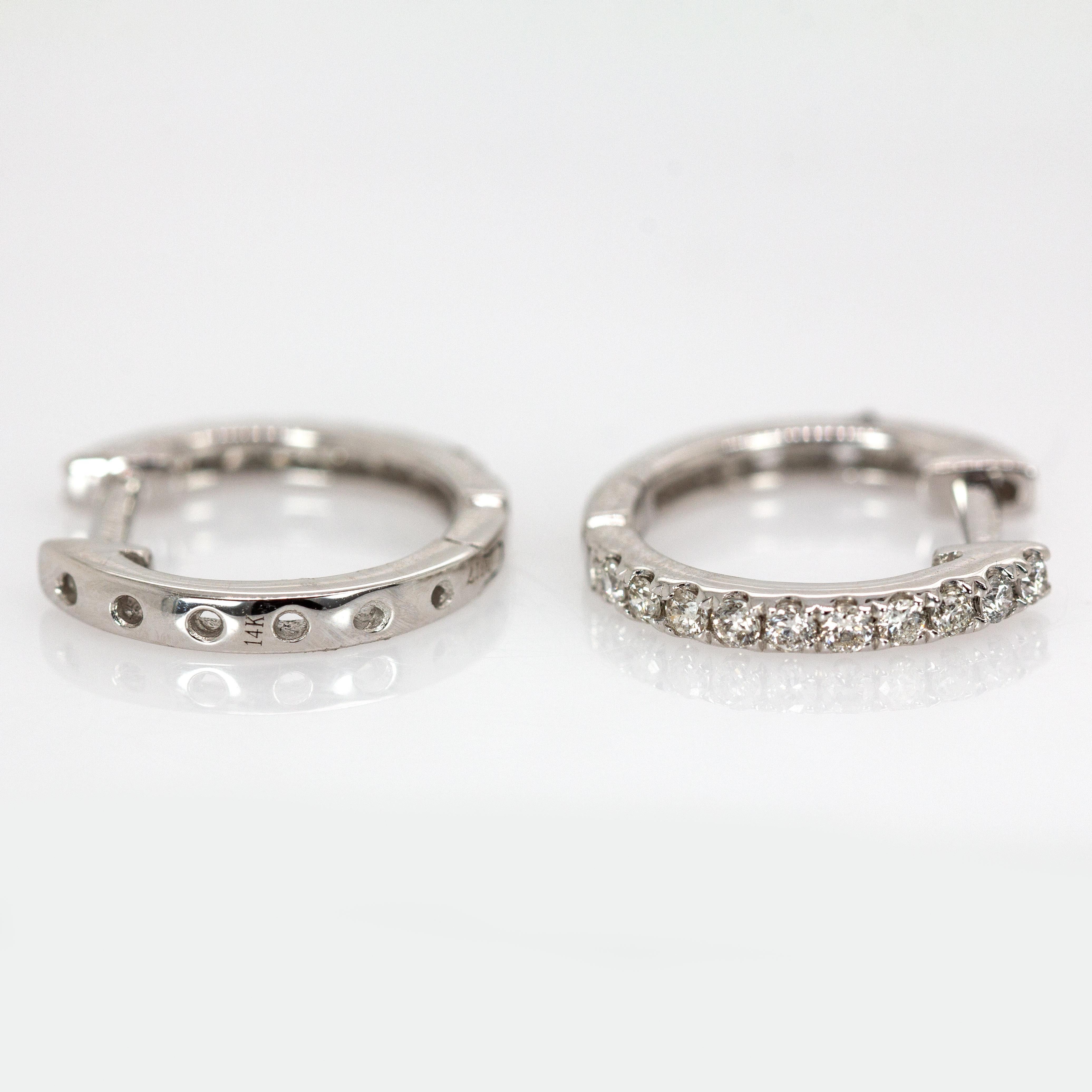 Contemporain Anneaux en or massif 14K avec diamants provenant de sources éthiques  Fermeture par loquet en vente