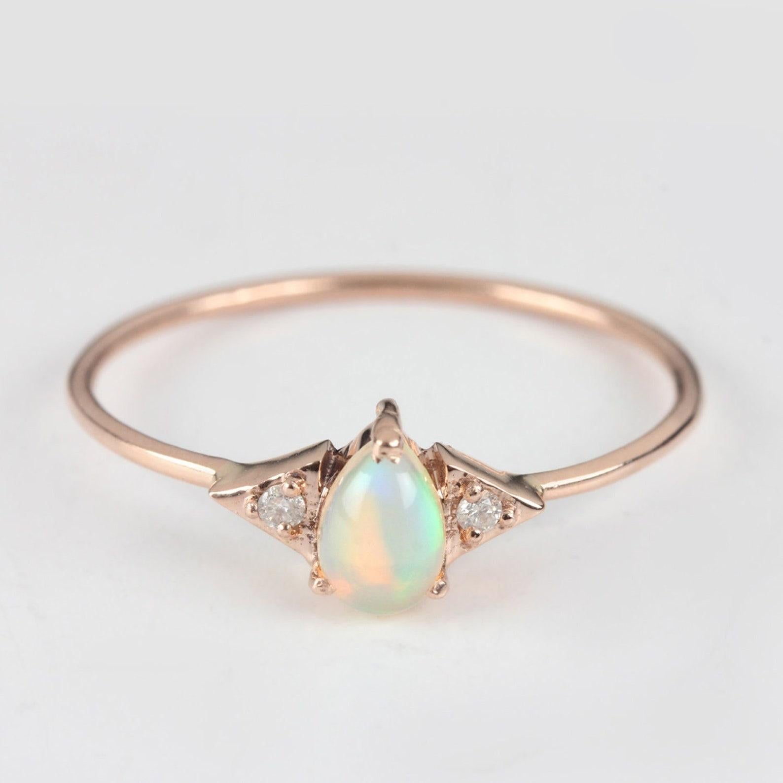 14K Solid Gold Ethiopian Opal Ring Pave Diamond Minimalist Ring Gift For Women. 

Gemstone: Opal

14k Rose Gold Weight:- 0.96 Grams

Diamond Weight :- 0.03 Carats

Opal Weight:- 0.30 Carats


A P P R O X T I M E

All items are custom made to order.