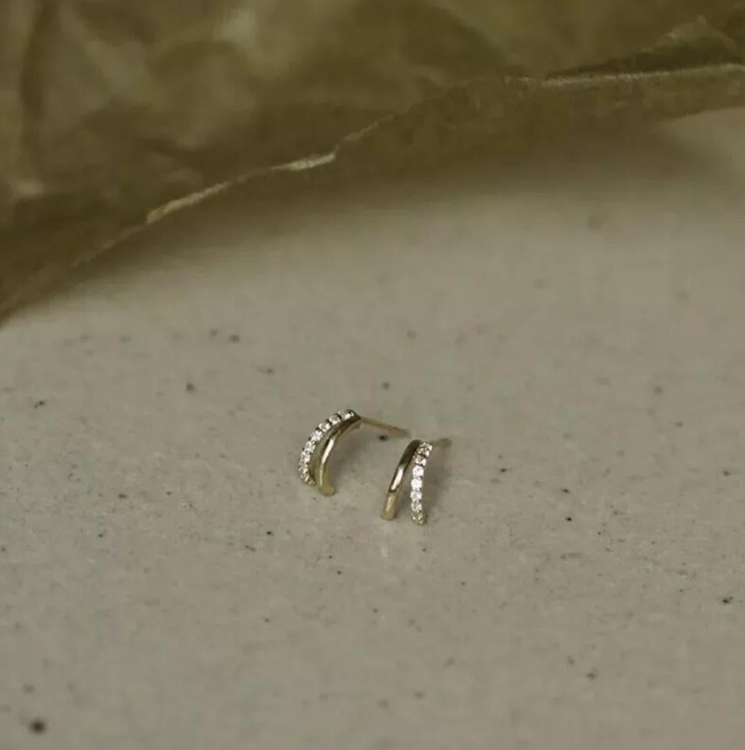 Art Deco 14K Solid Gold European Creative Stud Earrings Women Classic Diamond earrings For Sale