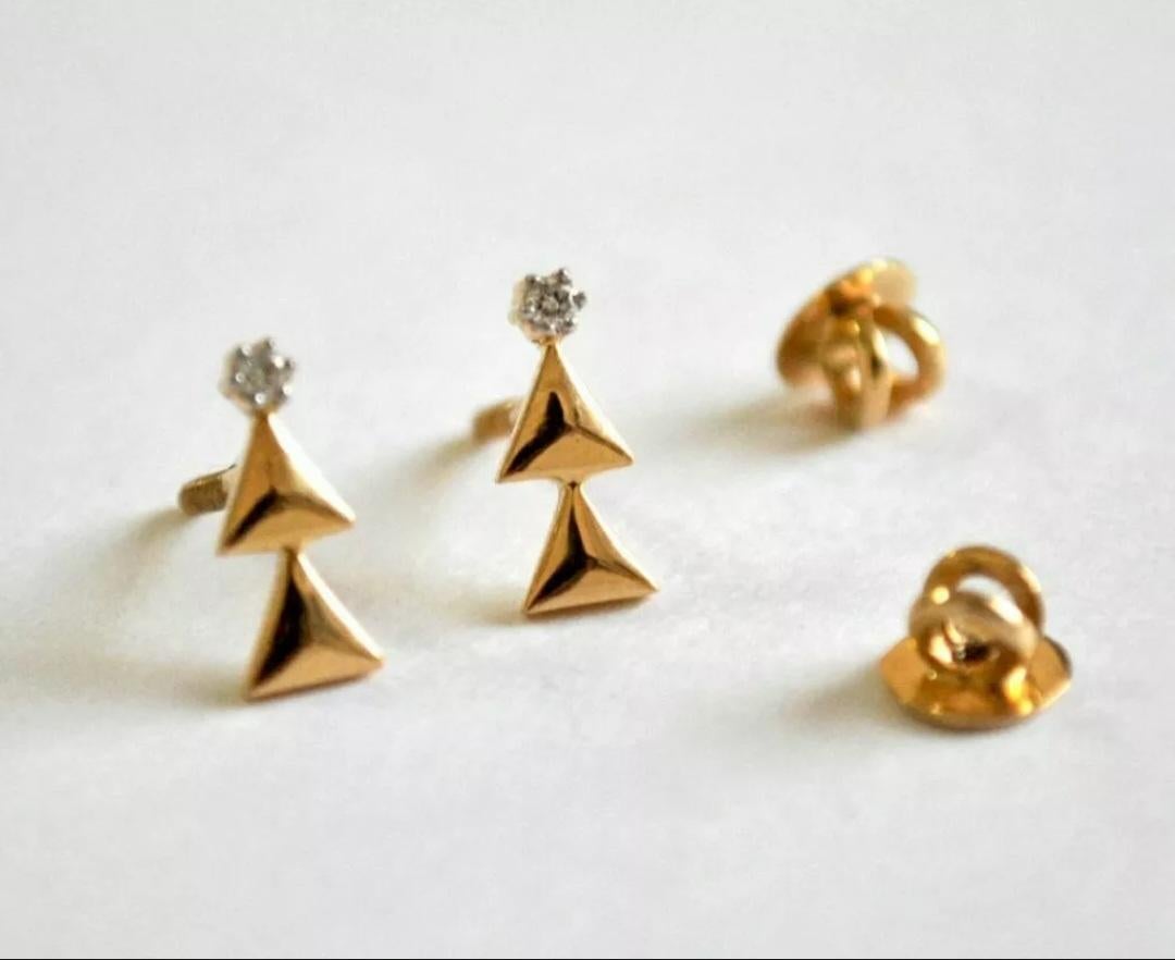 Taille ronde Boucles d'oreilles créatives en or massif 14K Boucles d'oreilles classiques en diamant pour femmes en vente