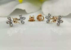 14k Massivgold Blumen-Diamant-Hochzeits-Ohrstecker-Ohrstecker Designer