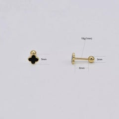 14K Massivgold Weizenblatt Kleeblatt Kleeblatt-Ohrstecker für Damen Nose Wedding Gifts