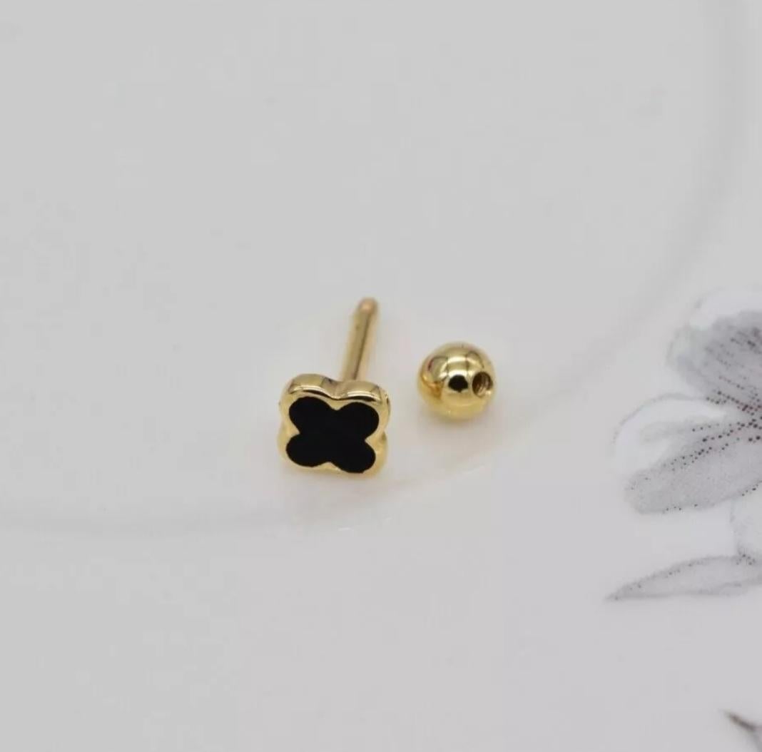Art Deco 14K Solid Gold Flour Leaf Clover Stud Piercings For Women Nose Wedding Gifts For Sale
