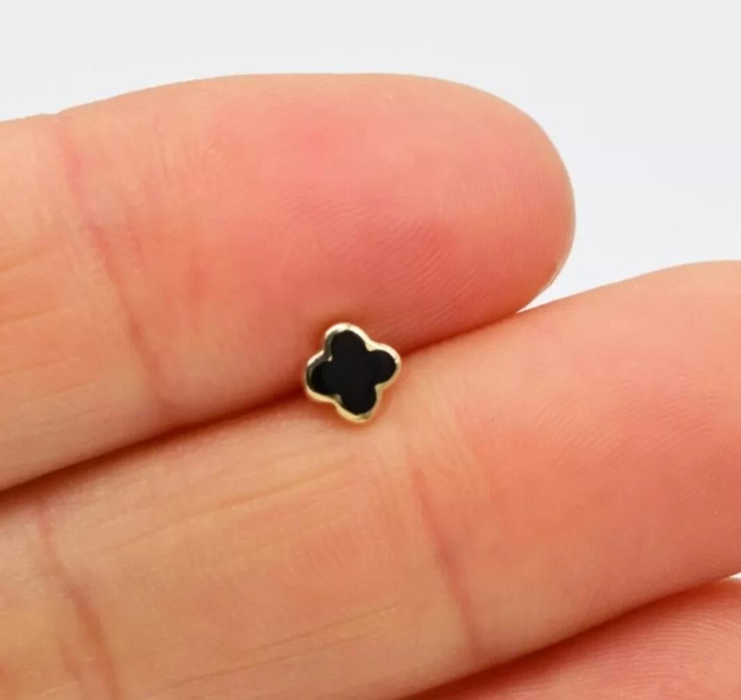 14K Solid Gold Flour Leaf Clover Stud Piercings For Women Nose Wedding Gifts For Sale 1